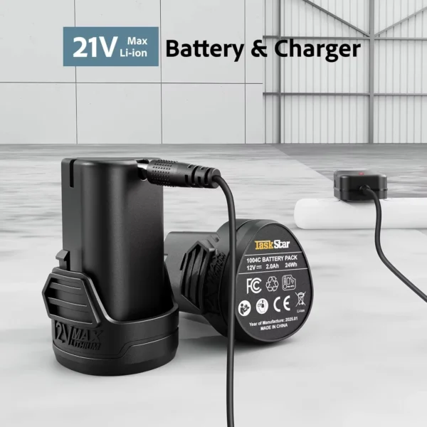 TaskStar Electric Ratchet Wrench 200RPM Variable Speed Trigger 40Nm Cordless Ratchet Wrench Kit 12V 2*2.0 Ah Batteries Powered