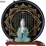 Cz ceramic guanyin buddha statue home worship living room ornaments sitting lotus smiling nanhai guanyin empress bodhisattva