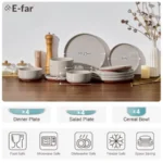 2-Piece Ceramic Dinnerware Setlates and Bowls Sets for 4 Stware Dishware Dishes Set wi Terrot Base Chip and Scratch Resnt Miwav