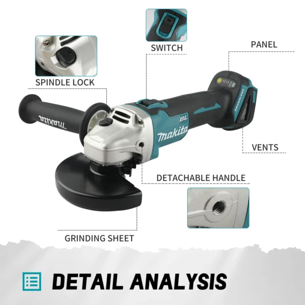 2025 Makita DGA406 125mm 18V Lithium ion Brushless Charging Polishing Machine High Power Cutting Machine DGA404 Upgraded Version