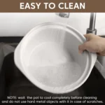 White Ceramic Casserole Pot with Lid, 3.4 Quart Clay Cookware for Soup, Rice & Stews