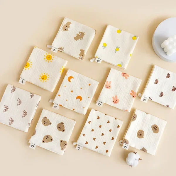 1/5pc Baby Face Towel Set - Newborn Cotton Muslin Items Includes Bibs Handkerchiefs Soft Saliva Towels & Feeding Burp Cloths