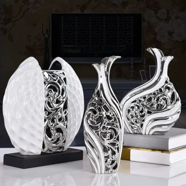 3pcs/set European Wedding Decor Crafts Ceramic Vase Creative Room Decoration Handicraft Porcelain Decorations