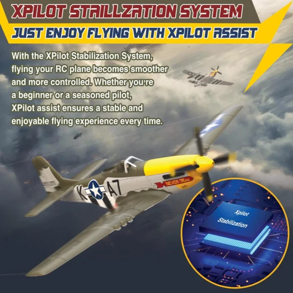 RC Plane 5CH 3D/6G Fixed-wing RC Airplane 2.4GHz P51D Mustang RTF for Adults Beginners Easy to Fly Removable Brushless Fighter