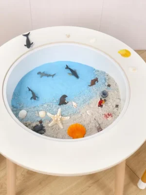 Children's wooden sensory table with sensory tray play sand and water table