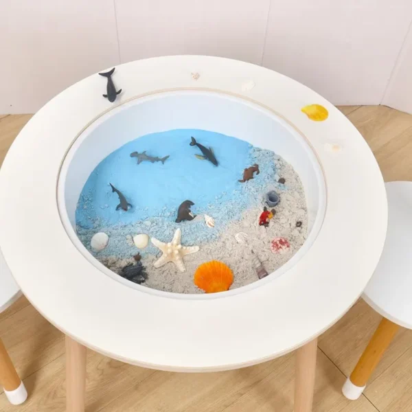 Children's wooden sensory table with sensory tray play sand and water table