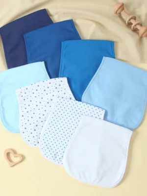 8 Pack Extra Soft Spit Up Rags with 3 Absorbent Layers, Large Waterproof Baby Burp Cloths for Baby Boys