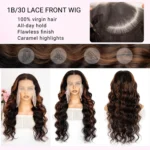 1B/30 Black and Blonde Highlight Body Wave 13x4 Lace Frontal Wigs Human Hair Brazilian Remy Ombre Blonde Colored Lace Front Wig