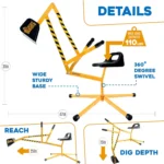 Sand Digger Kids Excavator Ride on Toy, Beach Toys Outdoor Sandbox Toy Digger for Kids, Solid Steel Rotates 360, Role Play, Sand