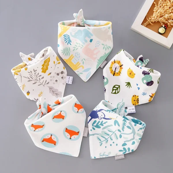 5pcs/lot Baby Bibs Cotton Saliva Towel Triangle Scarf Newborn Double Layer Burp Cloths Bandana Baby Accessories Newborn