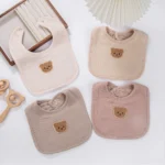 Cute Bear Muslin Cotton Baby Bibs Saliva Towel U-Absorbent Pockets Korean Children Kids Boys Girls Bandanas Feeding Burp Clothes
