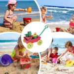 Toddler Beach Toys Early Learning Sand Play Toys With Trolley 8 Pieces Fun Outdoor Playset For Seaside Beach Outside Camping