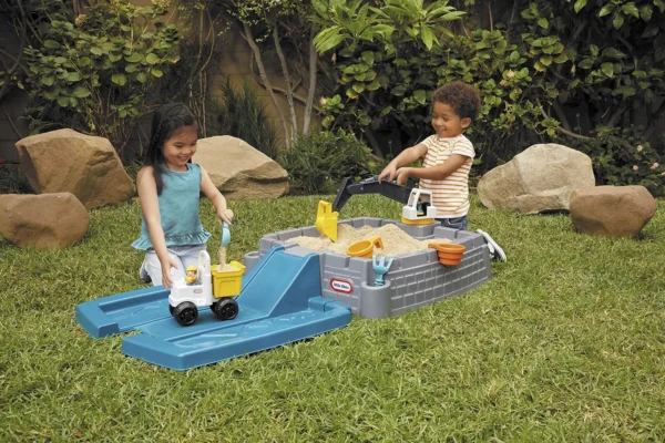 Dirt Diggers Excavator Sandbox for Kids, Including lid and Play Sand Accessories,Multicolor