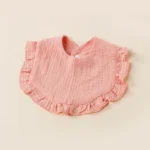 Hot Sale Children Bib Set Cotton Muslin Toddler Baby Comfort Saliva Color Dorp Shape Towel Solid With Button Kid Bibs