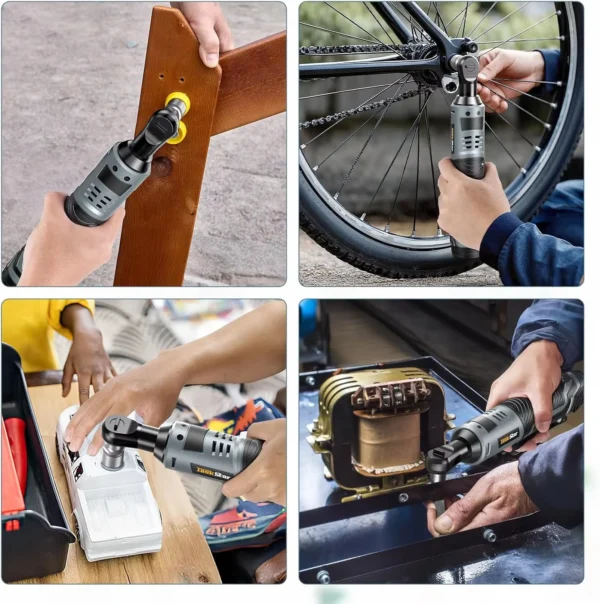 TaskStar Electric Ratchet Wrench 200RPM Variable Speed Trigger 40Nm Cordless Ratchet Wrench Kit 12V 2*2.0 Ah Batteries Powered