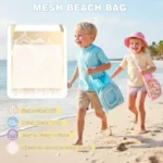Beach Sand Toys Mesh Shovel Set for 3 Pack Collapsible Sand Buckets and Filter Sand Scooper with Mesh Bag for Shell Collecting